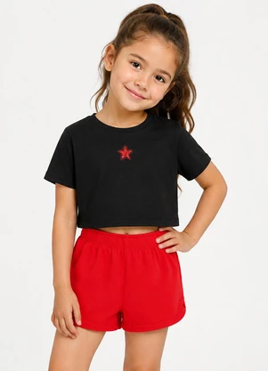 Select - Conjunto Blusa com Shorts Infantil Preto - SELECT