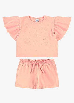 Rovi Kids - Conjunto Blusa com Shorts Infantil Rosa - ROVI KIDS