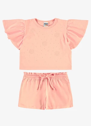 Rovi Kids - Conjunto Blusa com Shorts Infantil Rosa - ROVI KIDS
