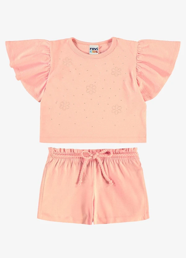 Rovi Kids - Conjunto Blusa com Shorts Infantil Rosa
