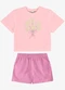 Rovi Kids - Conjunto Blusa com Shorts Infantil Bege - variação: Rosa