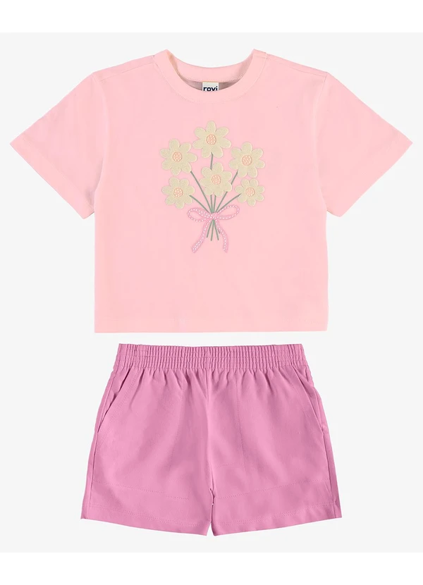 Rovi Kids - Conjunto Blusa com Shorts Infantil Rosa