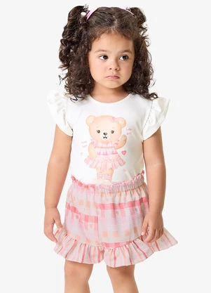 Rovi Kids - Conjunto Blusa com Shorts Infantil Rosa - ROVI KIDS