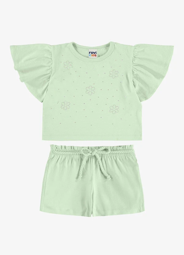 Rovi Kids - Conjunto Blusa com Shorts Infantil Verde
