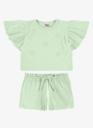 Rovi Kids - Conjunto Blusa com Shorts Infantil Verde - ROVI KIDS