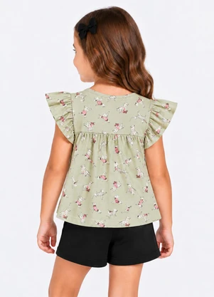 Select - Conjunto Blusa com Shorts Infantil Verde - SELECT