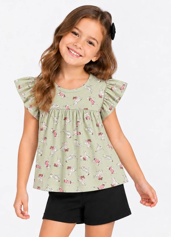 Select - Conjunto Blusa com Shorts Infantil Verde