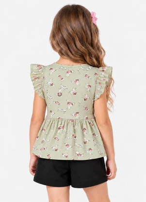 Select - Conjunto Blusa com Shorts Infantil Verde - SELECT