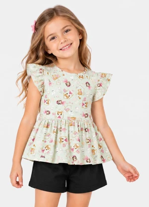 Select - Conjunto Blusa com Shorts Infantil Verde - SELECT