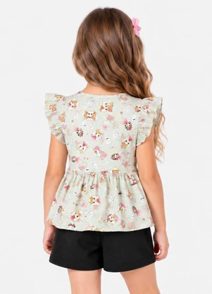 Select - Conjunto Blusa com Shorts Infantil Verde - SELECT