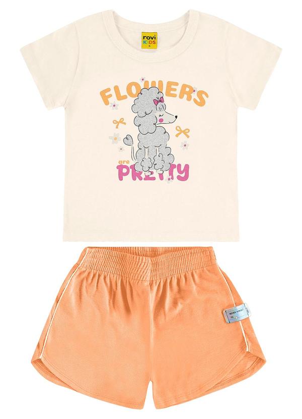 Rovi Kids - Conjunto Blusa com Shorts Malhão Fruit Bege 1