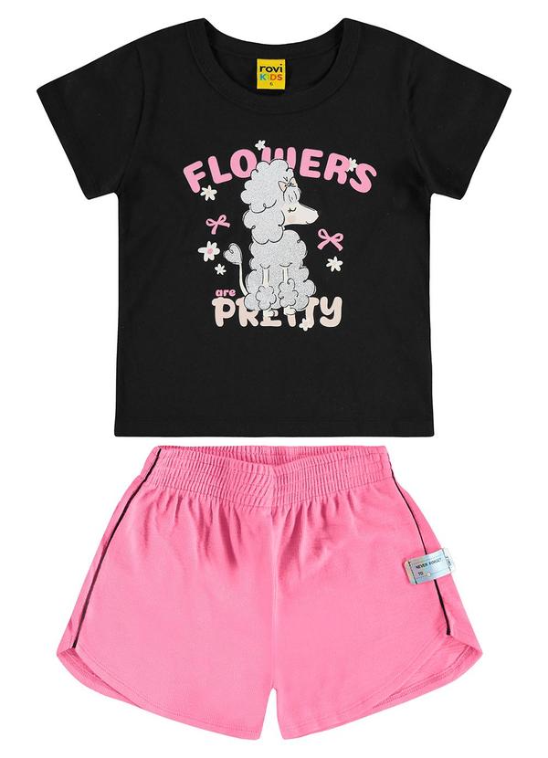 Rovi Kids - Conjunto Blusa com Shorts Malhão Fruit Preto