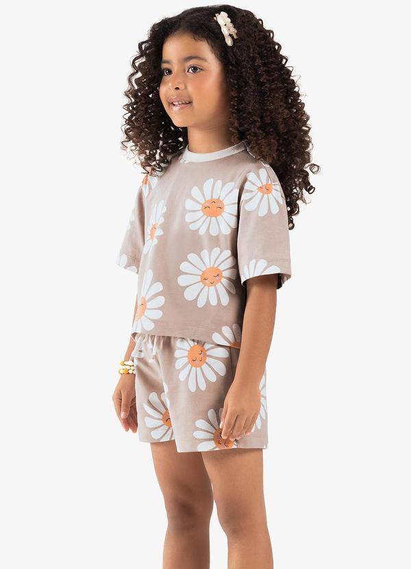 Rovi Kids - Conjunto Blusa com Shorts Marrom