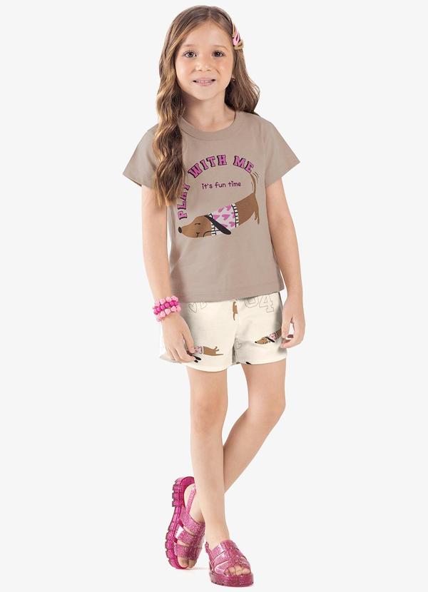 Rovi Kids - Conjunto Blusa com Shorts Marrom 3