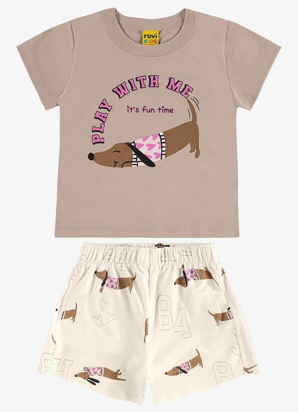 Rovi Kids - Conjunto Blusa com Shorts Marrom 7