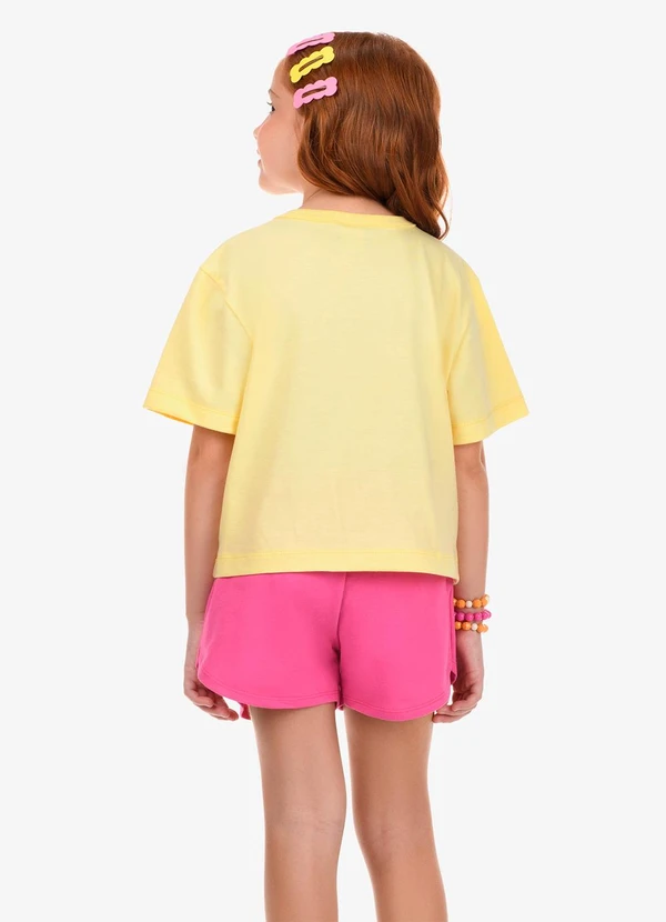 Rovi Kids - Conjunto Blusa com Shorts Meia Malha Amarelo 2