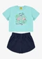 Rovi Kids - Conjunto Blusa com Shorts Meia Malha Azul - variação: Azul