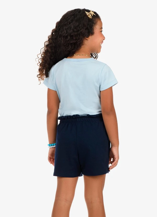 Rovi Kids - Conjunto Blusa com Shorts Meia Malha Azul 2