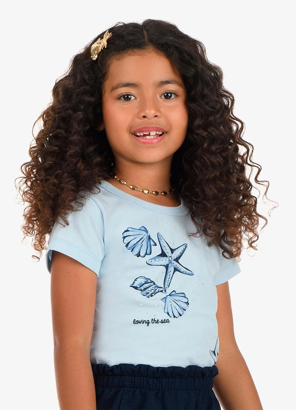 Rovi Kids - Conjunto Blusa com Shorts Meia Malha Azul 4