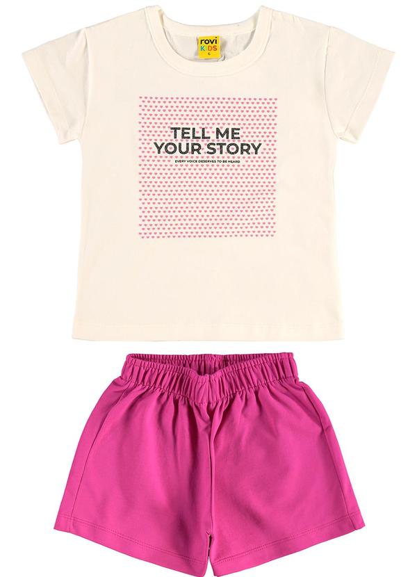 Rovi Kids - Conjunto Blusa com Shorts Meia Malha Bege