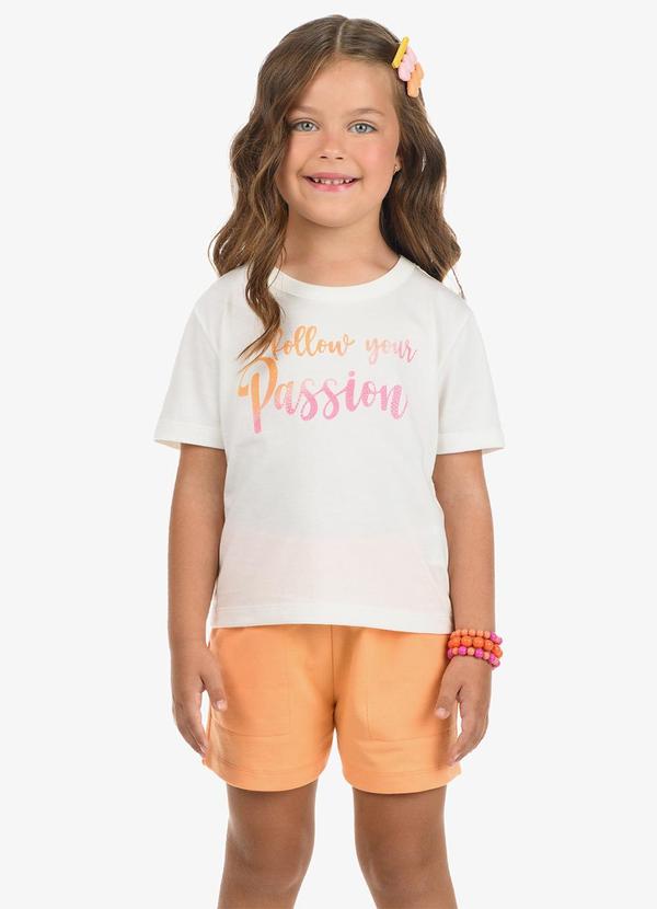 Rovi Kids - Conjunto Blusa com Shorts Meia Malha Bege