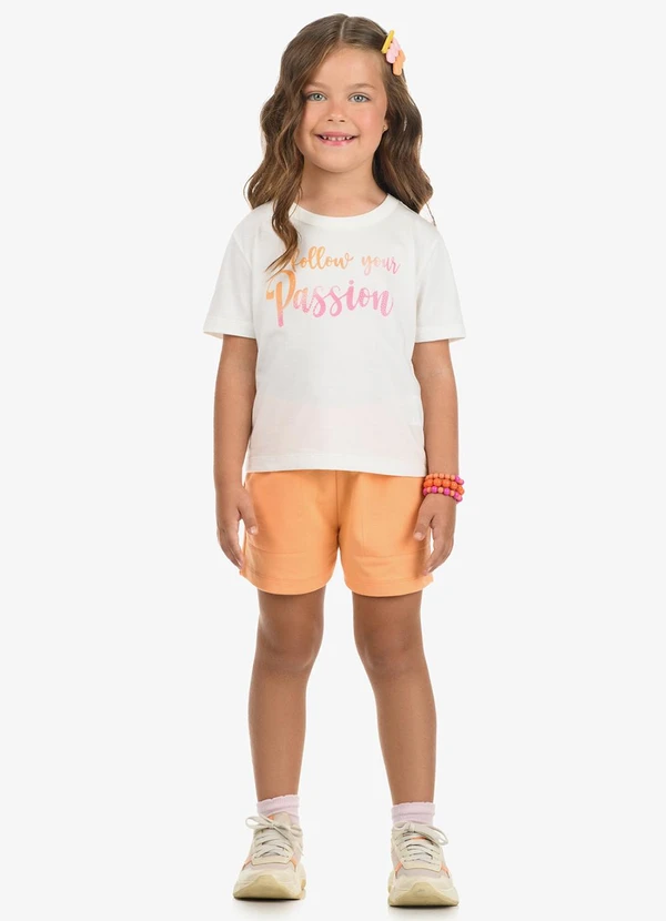 Rovi Kids - Conjunto Blusa com Shorts Meia Malha Bege 3