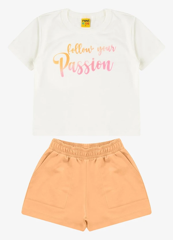 Rovi Kids - Conjunto Blusa com Shorts Meia Malha Bege 6