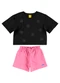 Rovi Kids - Conjunto Blusa com Shorts Meia Malha Bege - variação: Preto