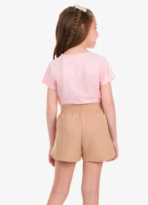 Rovi Kids - Conjunto Blusa com Shorts Meia Malha Rosa - ROVI KIDS