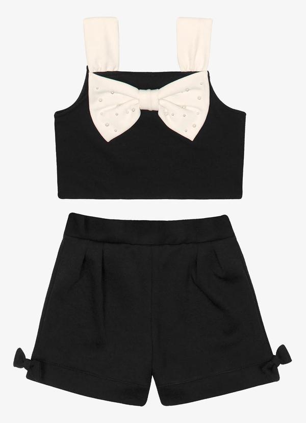 Trick Nick - Conjunto Blusa com Shorts Ponto Roma Preto 6