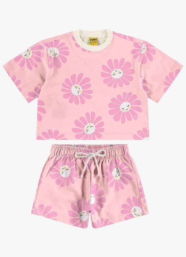 Rovi Kids - Conjunto Blusa com Shorts Rosa