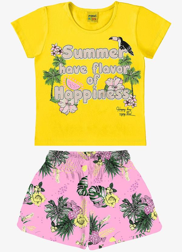 Rovi Kids - Conjunto Blusa com Shorts Amarelo