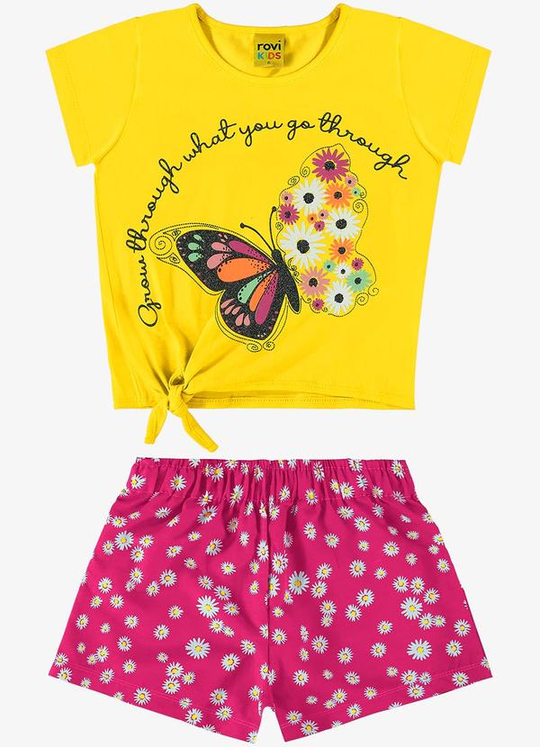 Rovi Kids - Conjunto Blusa com Shorts Amarelo