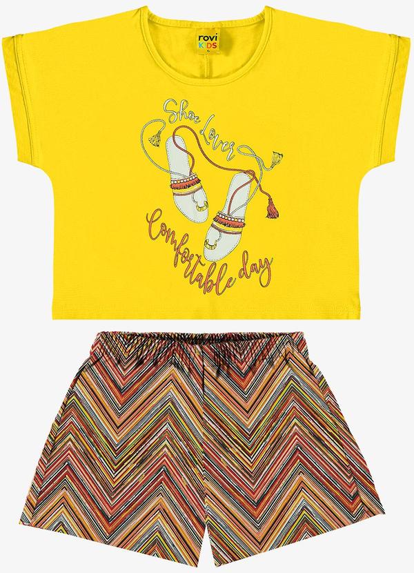 Rovi Kids - Conjunto Blusa com Shorts Amarelo