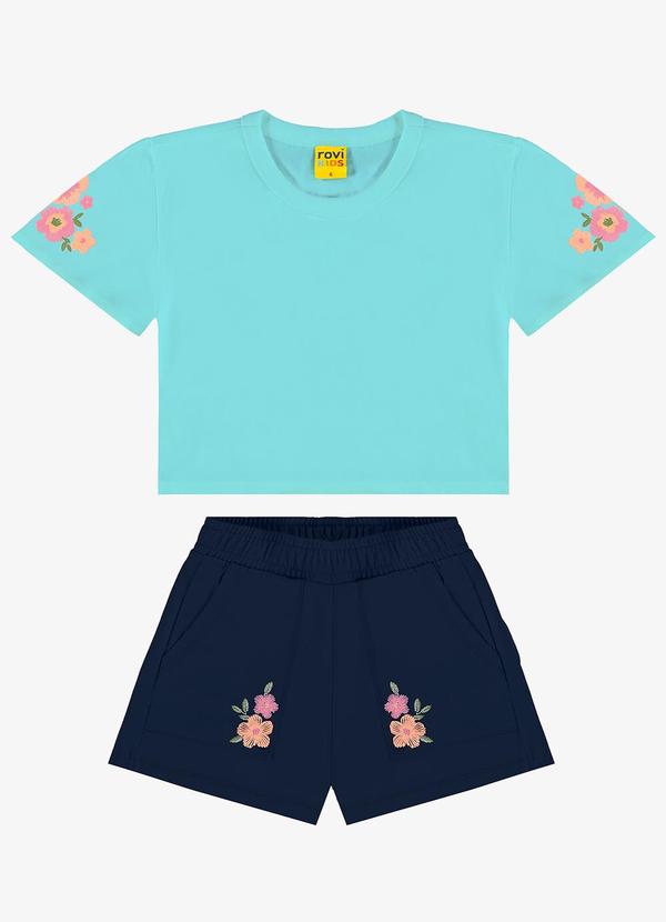 Rovi Kids - Conjunto Blusa com Shorts Rovi Kids Azul