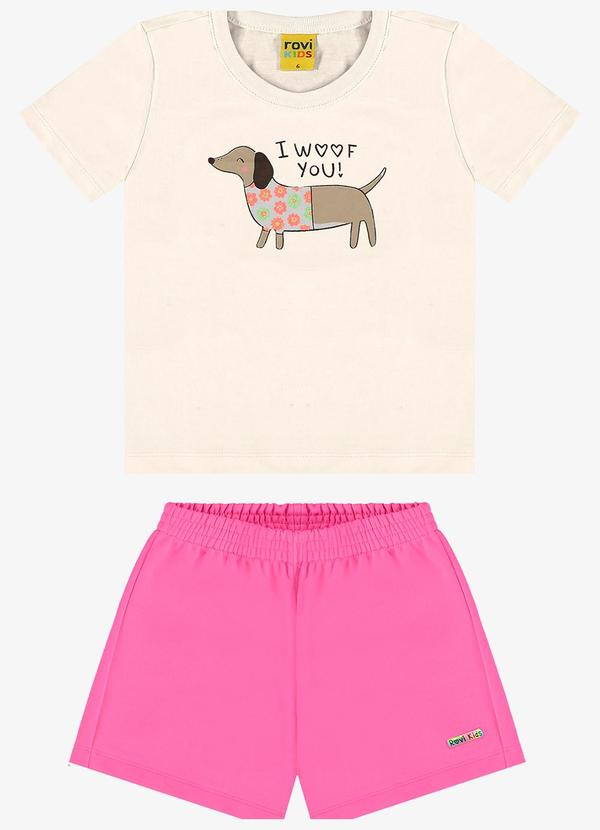 Rovi Kids - Conjunto Blusa com Shorts Bege 1