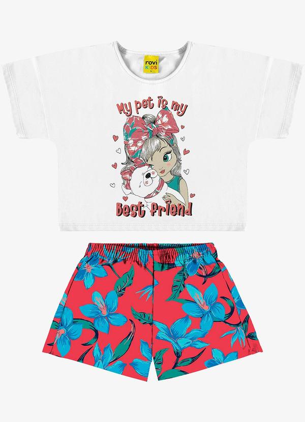 Rovi Kids - Conjunto Blusa com Shorts Branco