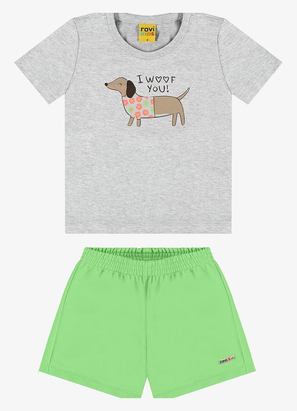 Rovi Kids - Conjunto Blusa com Shorts Cinza