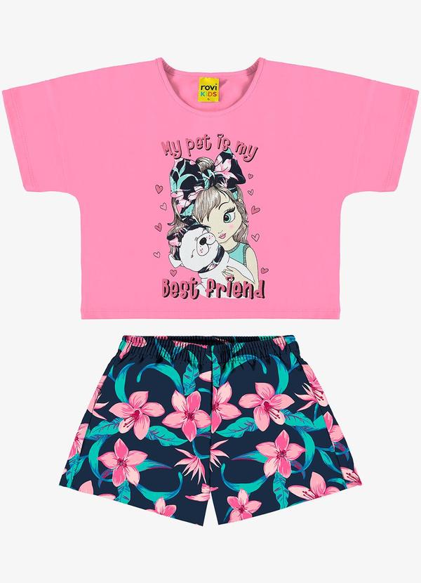 Rovi Kids - Conjunto Blusa com Shorts Rosa