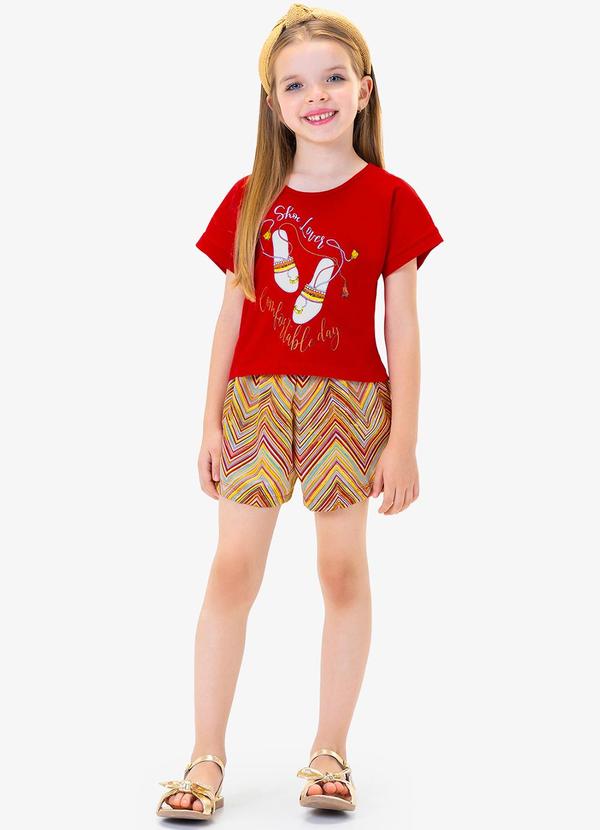 Rovi Kids - Conjunto Blusa com Shorts Vermelho 5