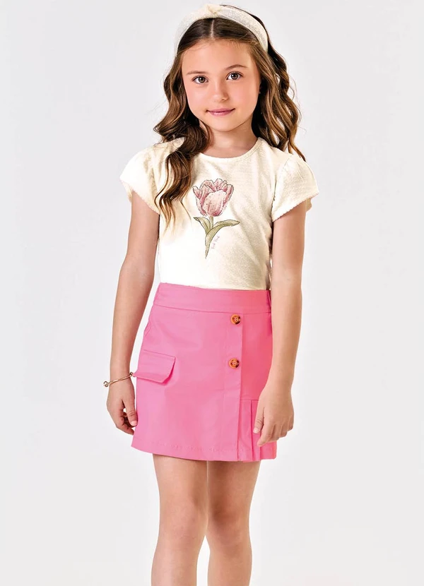 Trick Nick - Conjunto Blusa com Shorts Saia Bege