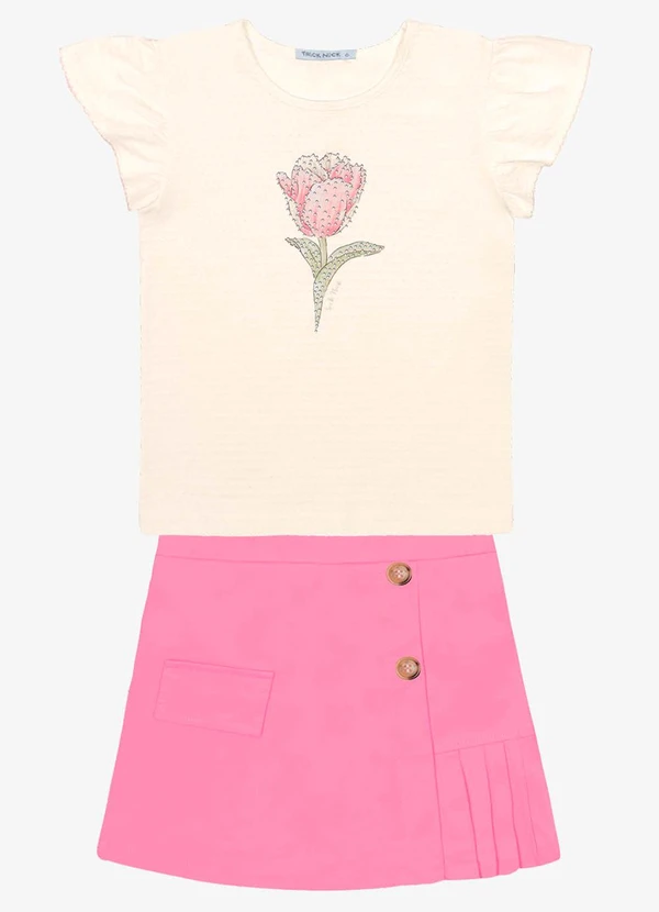 Trick Nick - Conjunto Blusa com Shorts Saia Bege 6