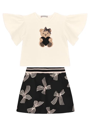 Trick Nick - Conjunto Blusa com Shorts Saia Bege - TRICK NICK