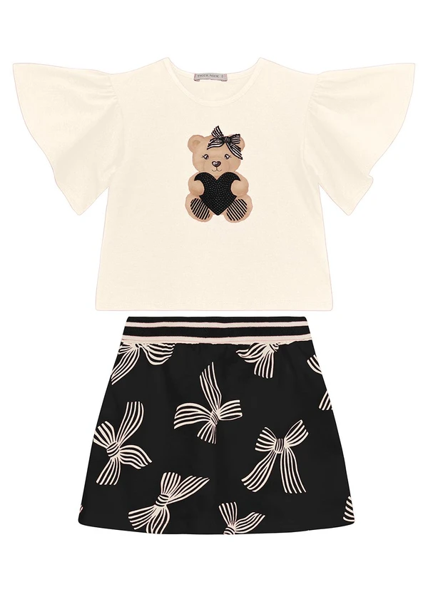 Trick Nick - Conjunto Blusa com Shorts Saia Bege