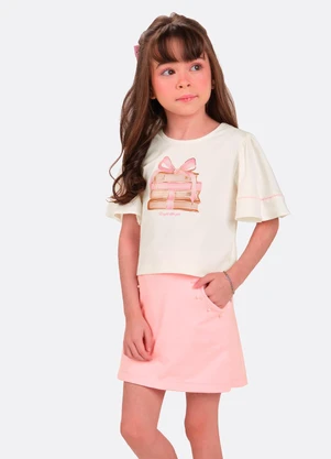 Trick Nick - Conjunto Blusa com Shorts Saia Bege - TRICK NICK
