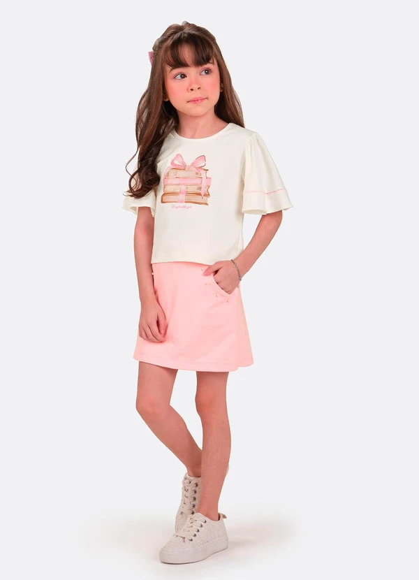 Trick Nick - Conjunto Blusa com Shorts Saia Bege 3