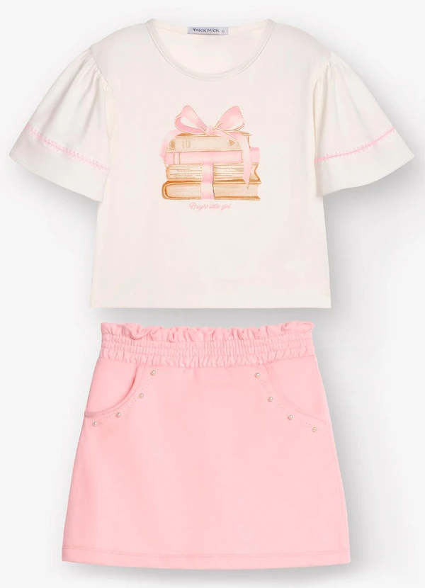Trick Nick - Conjunto Blusa com Shorts Saia Bege 6