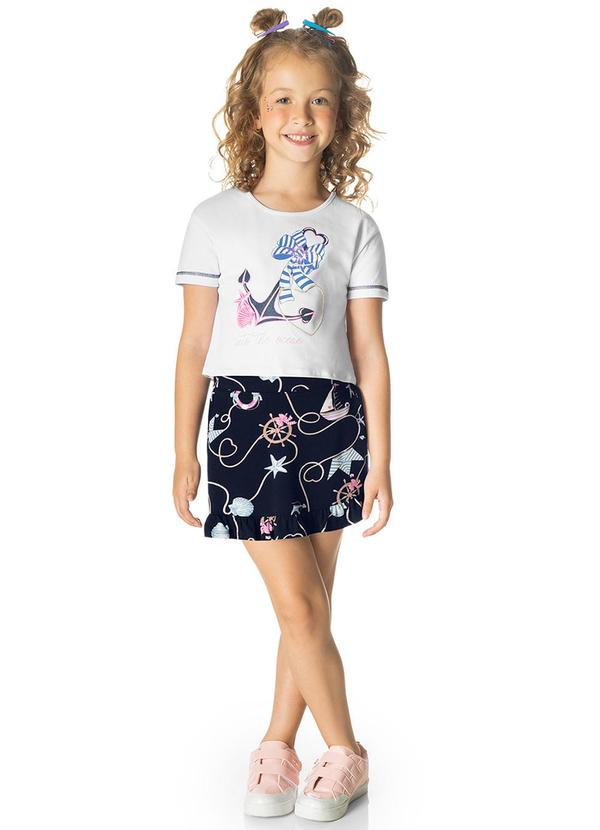 Rovi Kids - Conjunto Blusa com Shorts Saia Branco