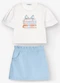 Trick Nick - Conjunto Blusa com Shorts Saia Bege - variação: Branco