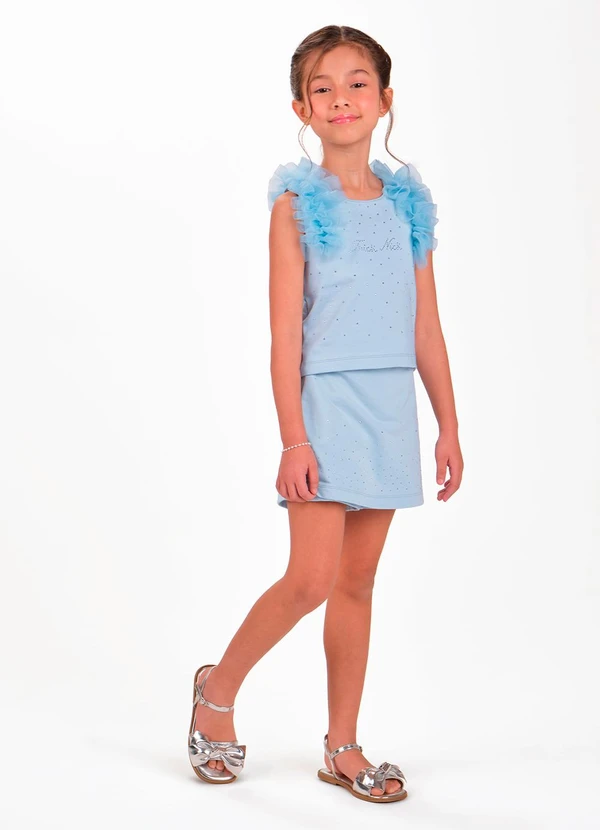 Trick Nick - Conjunto Blusa com Shorts Saia Feminino Azul 3